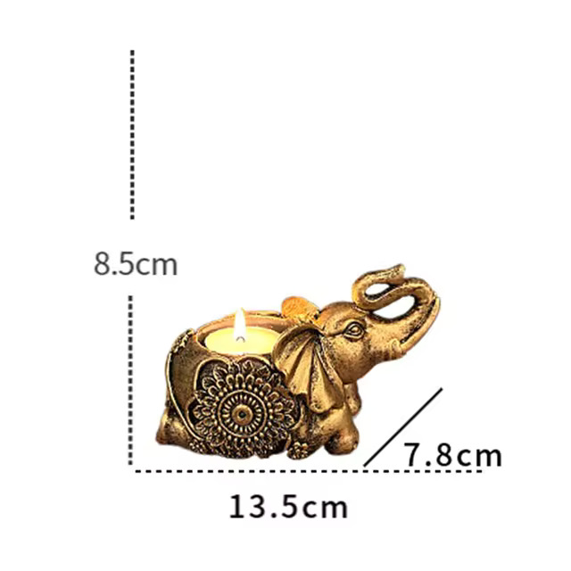 Measurement of the laying down elephant candle holder